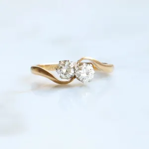 18CT GOLD VINTAGE TOI ET MOI .50CT DIAMOND RING ASC4719