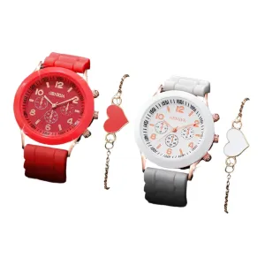 4 Piece Fashion Silicone Couple S Watch Set - Without Box
