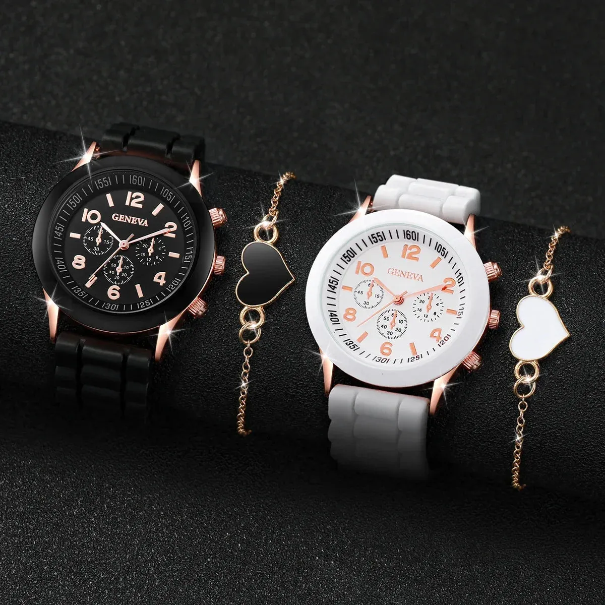 4 Piece Fashion Silicone Couple S Watch Set - Without Box