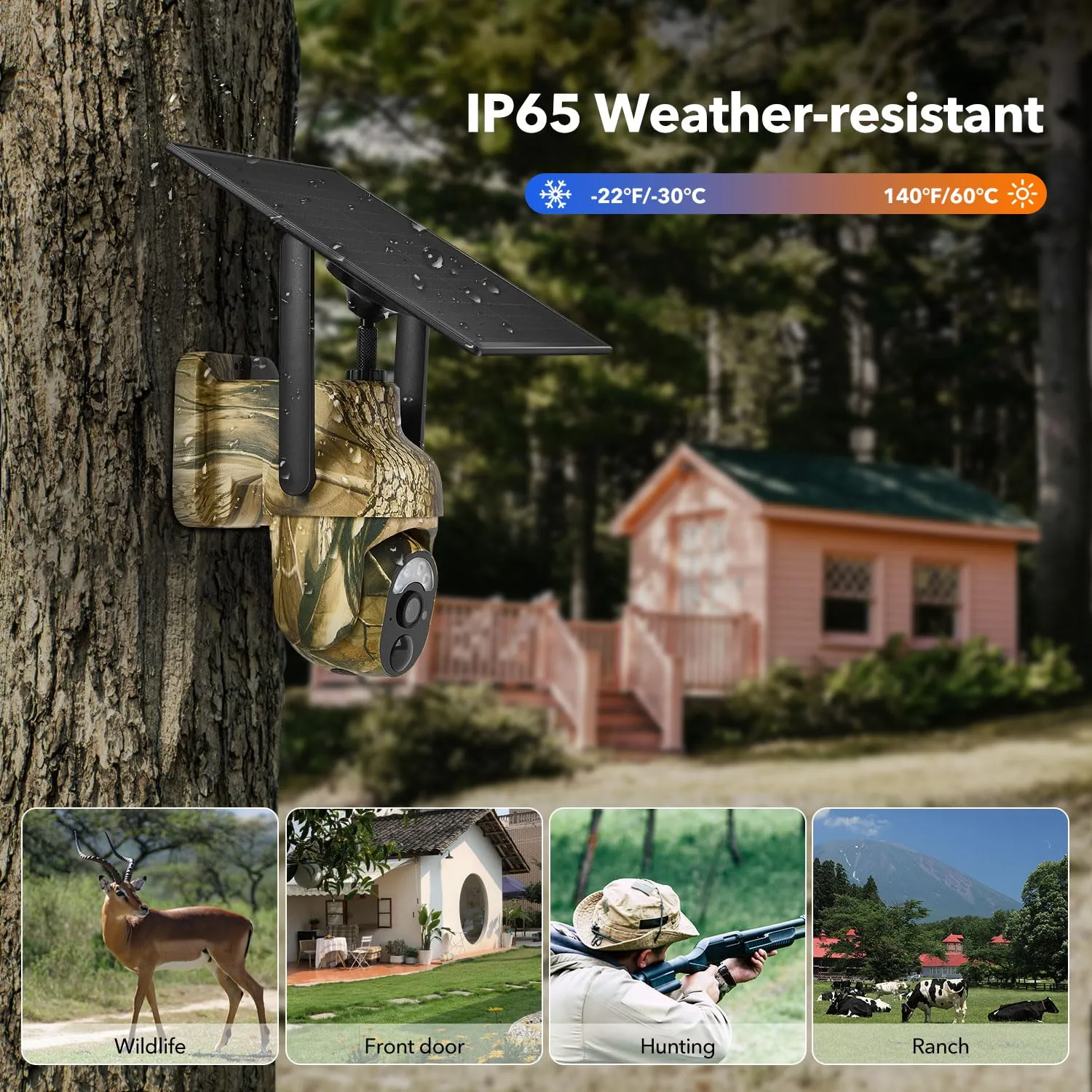 4G LTE Cellular Trail Cameras 2K 360 View Live Streaming Game Camera Built-in SIM Card with Motion Activated Color Night Vision Remote Phone Access Solar Powered Trail Camera IP65 Waterproof