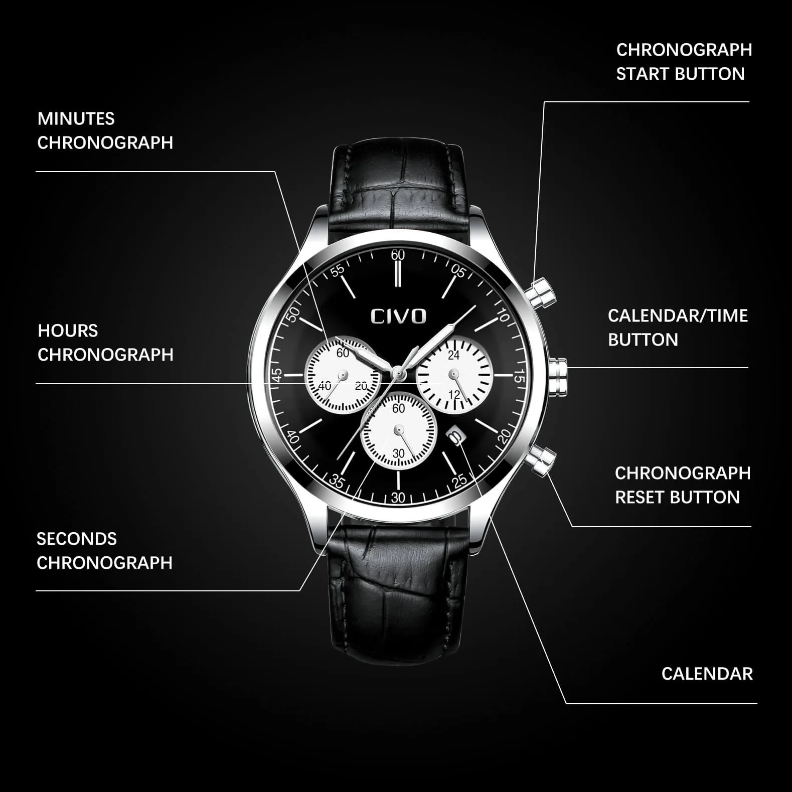 8016C | Quartz Men Watch | Leather Band