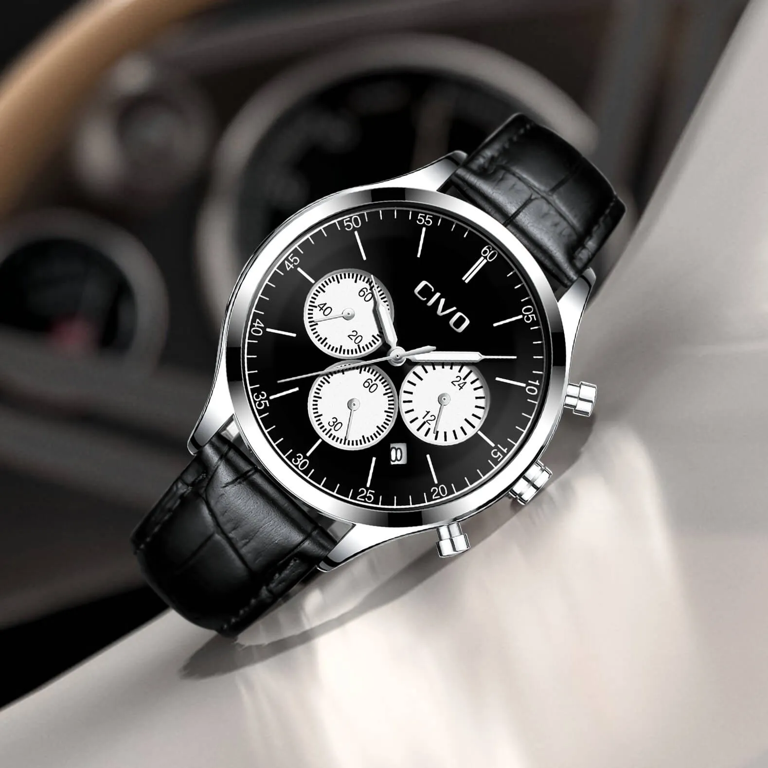 8016C | Quartz Men Watch | Leather Band