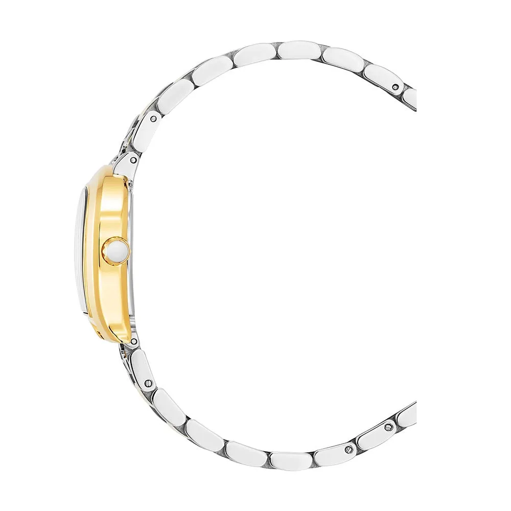 Aigner Ancona Ladies White Dial Stainless Steel Silver Gold Plated Watch