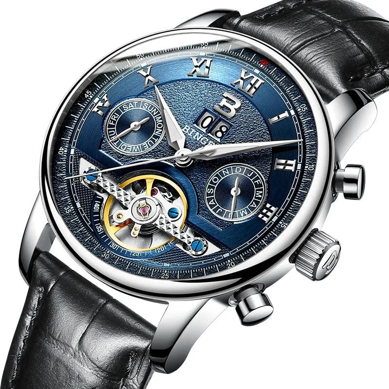 Binger Swiss Sapphire Tourbillon Watch Men B 8603