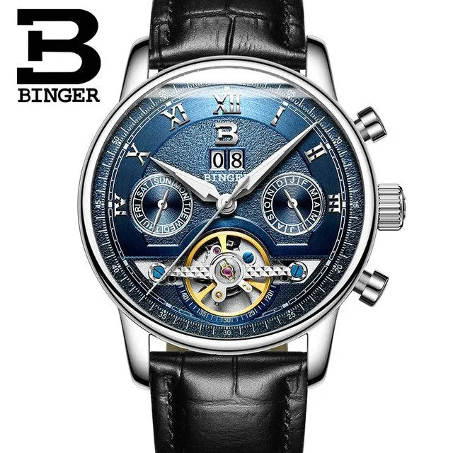 Binger Swiss Sapphire Tourbillon Watch Men B 8603