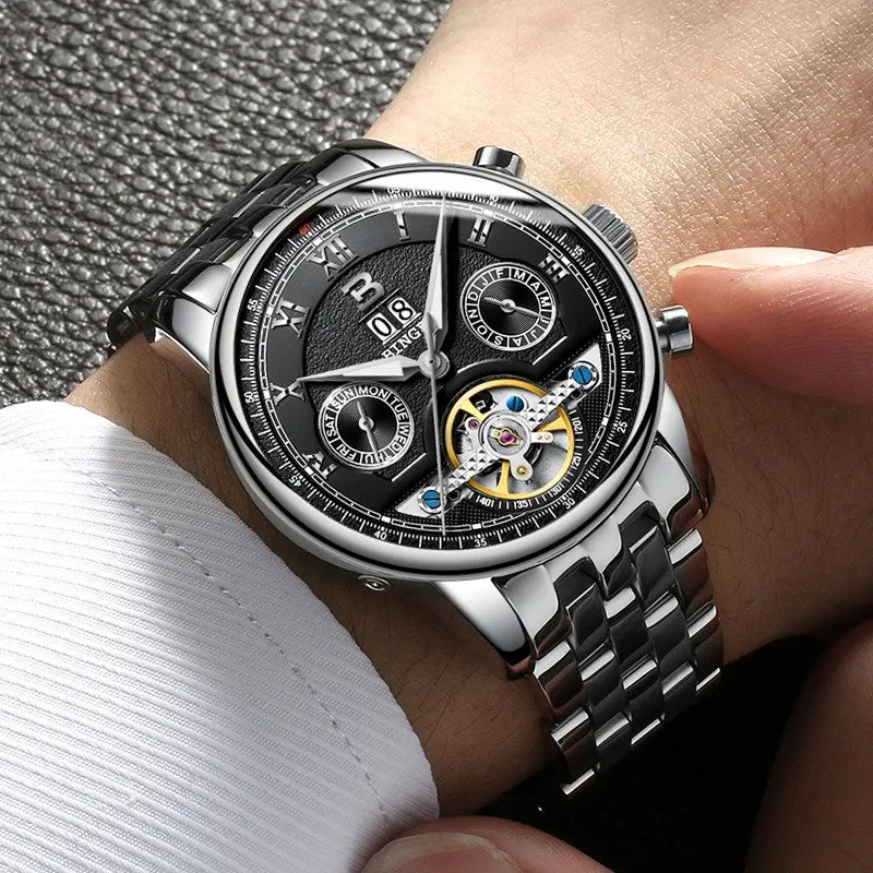 Binger Swiss Sapphire Tourbillon Watch Men B 8603