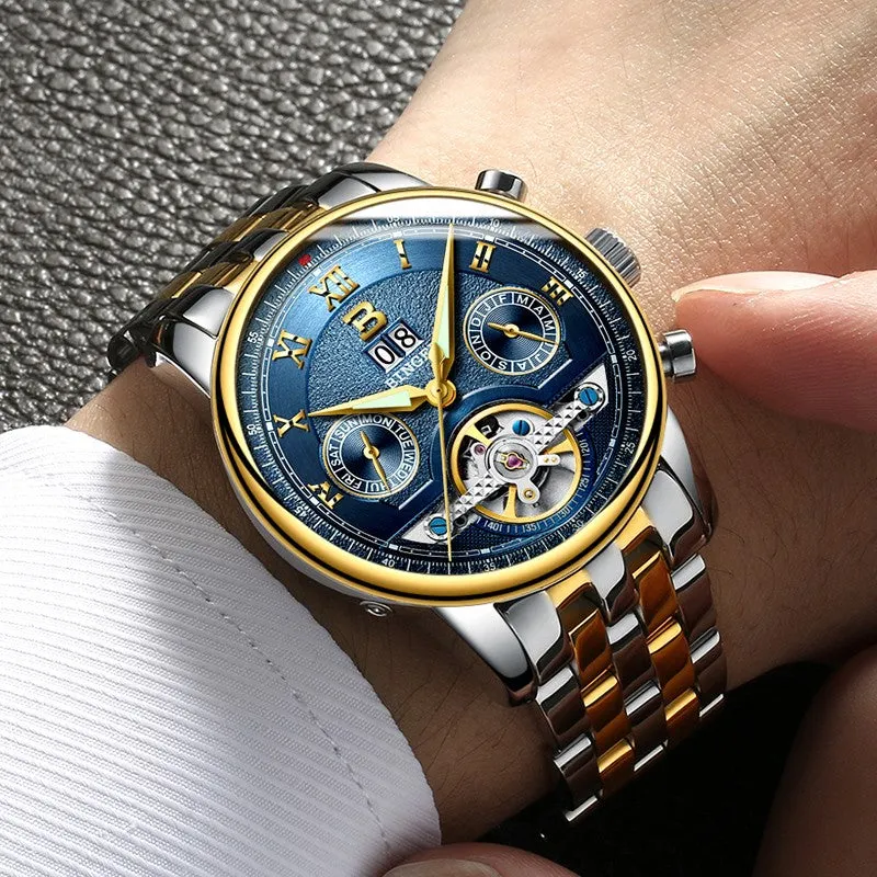 Binger Swiss Sapphire Tourbillon Watch Men B 8603