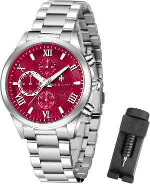 BY BENYAR AKNIGHT Men's Watches Analog Quartz Chronograph Waterproof Luminous Big Face Stainless Steel Strap Watches for Men Colourful Fashion Dress Men's Wrist Watches