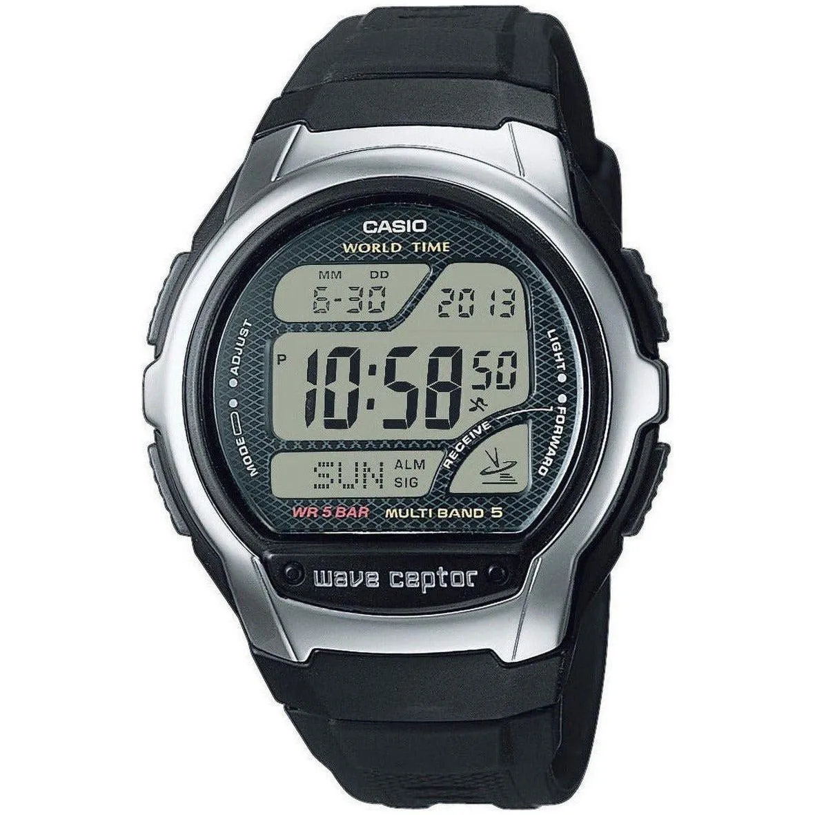 CASIO WAVE CEPTOR - WORLD TIME, RADIO CONTROLLED, Radio signal receiver (EU, USA, Japan) • Stop function • Alarm • Multi-language
