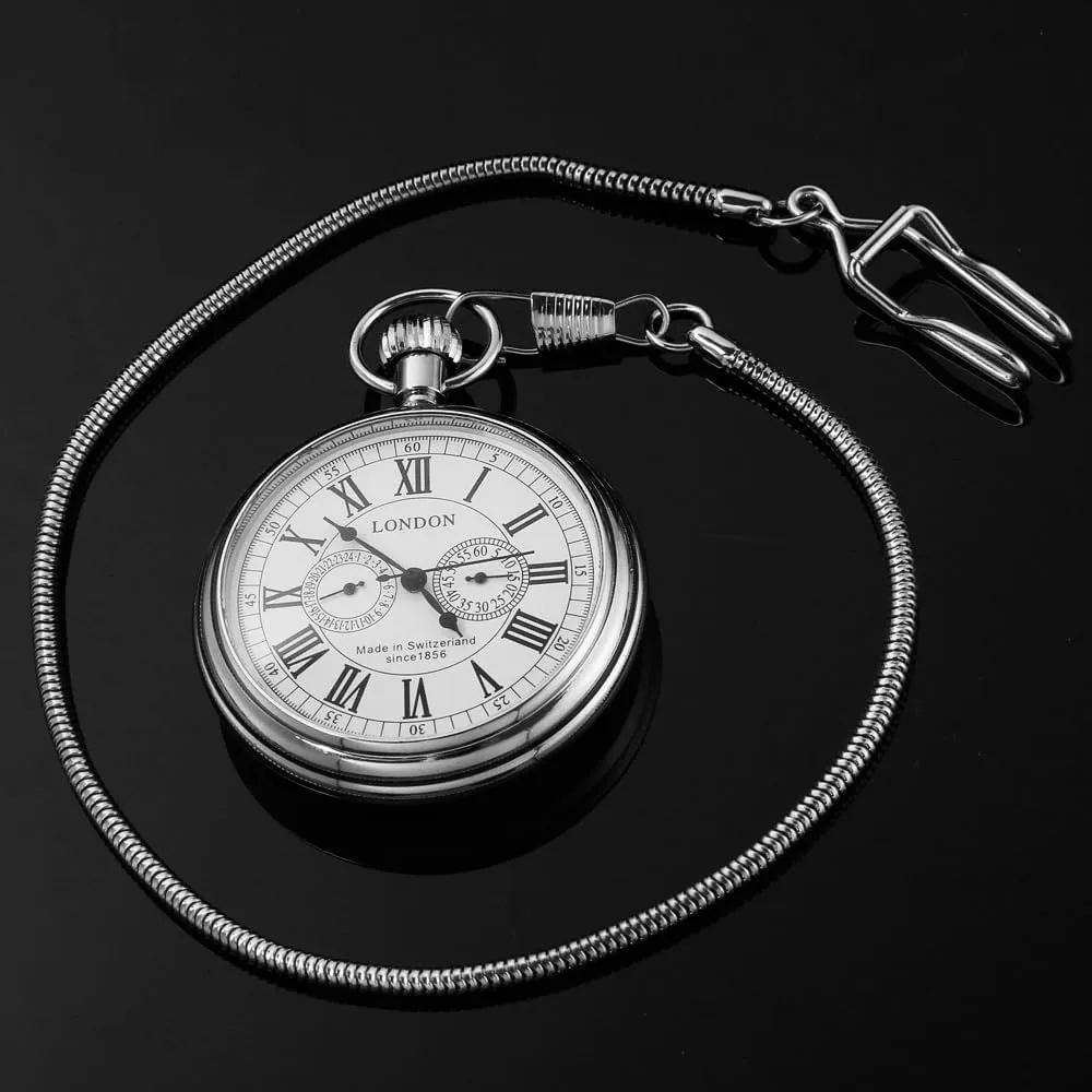 Dentily Vintage Copper Train London Design Hand Winding Mechanical Pocket Watch Mens Watches
