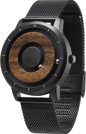 EUTOUR Mens Watches Men Wooden Watches Magnetic Watches Analogue Mens Swiss Quartz Watch Natural Wood Case Stainless Steel Mesh/Resin Strap 40mm