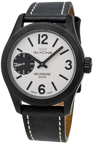 Glycine Incursore Manual Wind Black PVD Steel Mens Strap Swiss Watch 3873.91 LB9B
