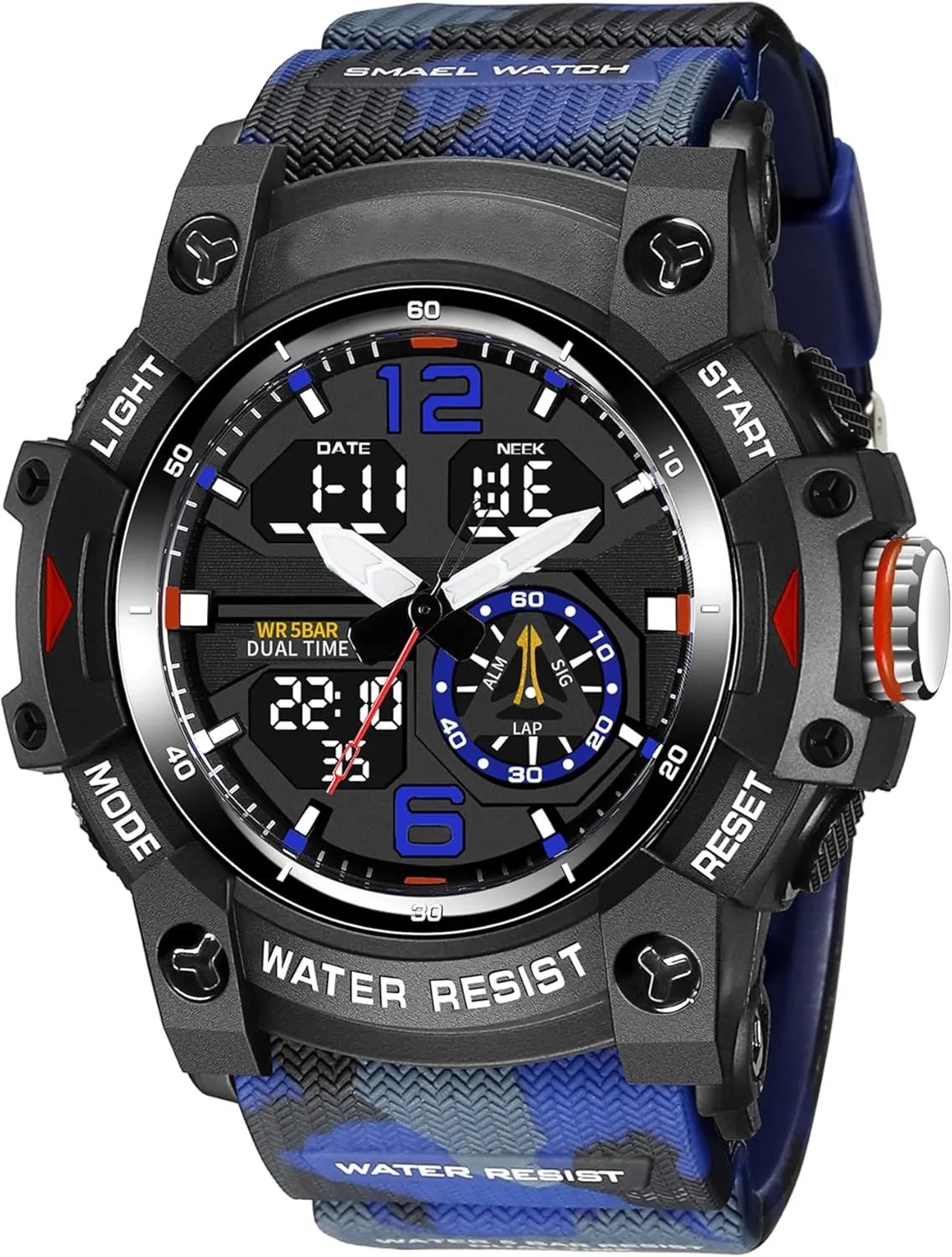 LAVAREDO Mens Digital Watch, Sport Watches for Men Outdoor Military Digital Analog Stopwatch Waterproof Multifunctional Wrist Watch