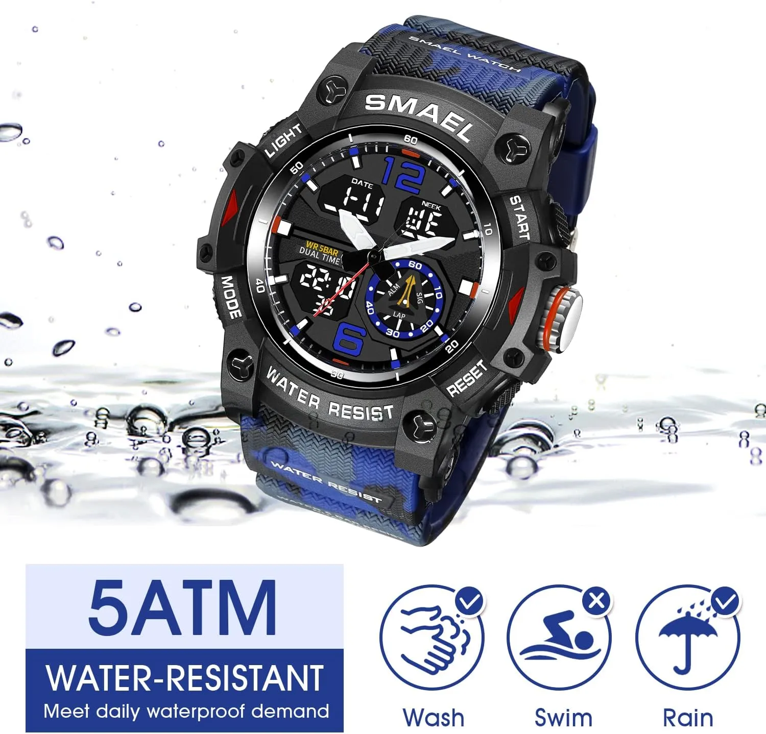 LAVAREDO Mens Digital Watch, Sport Watches for Men Outdoor Military Digital Analog Stopwatch Waterproof Multifunctional Wrist Watch