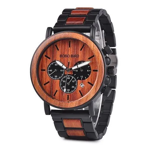 s Wooden Watch Men erkek kol saati Luxury Stylish Wood Timepieces Chronograph Military Quartz Watches in Wood Gift Box
