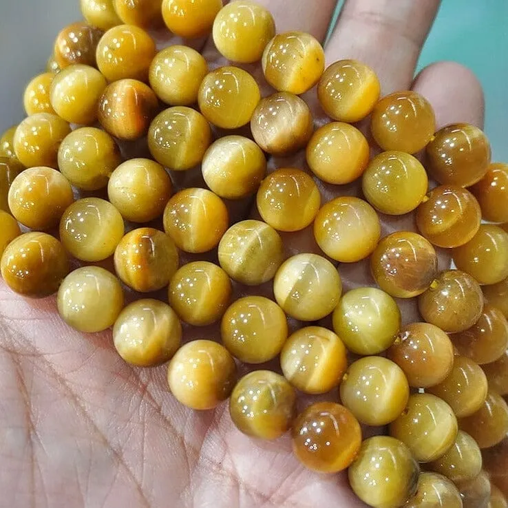 Smooth Gold Tiger Eye Agates Charms Bracelet