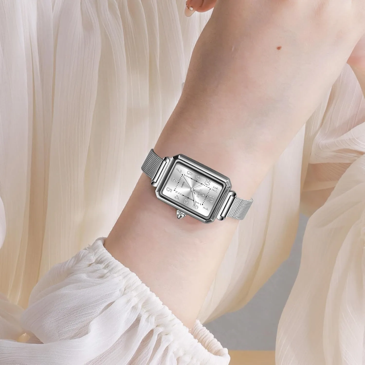 Watches for Women Vintage Luxury Dainty Slim Dress Waterproof Stainless Steel Women Watch for Small Wrist Fashion Business Mesh Bracelet Women's Wrist Watches