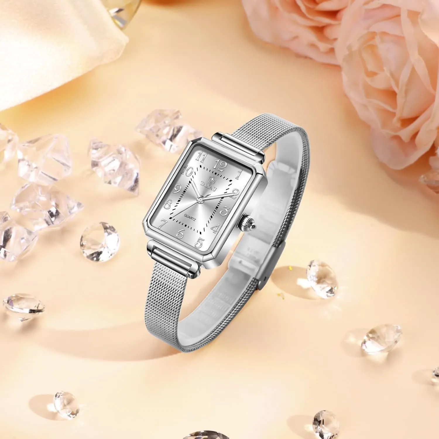 Watches for Women Vintage Luxury Dainty Slim Dress Waterproof Stainless Steel Women Watch for Small Wrist Fashion Business Mesh Bracelet Women's Wrist Watches