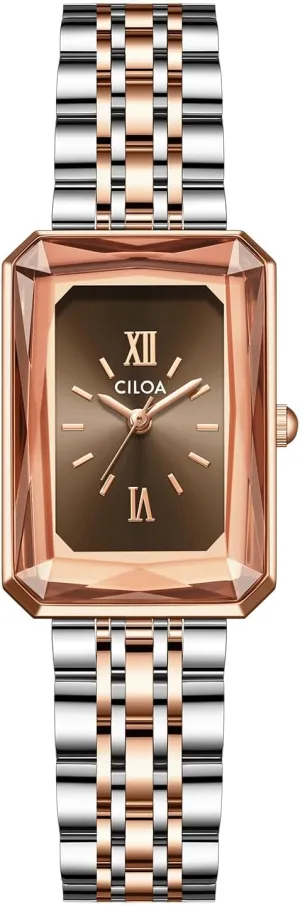 Watches for Women Vintage Two-Tone Bracelet Roman Dial Rectangular Case Gold Watch Waterproof with Tools